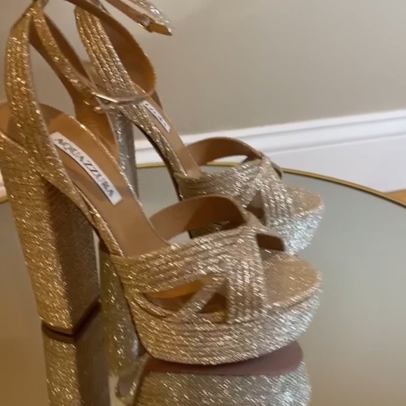 Aquazzura Sundance 140 Glitter Platform Sandals sz 39 - Picture 3 of 16